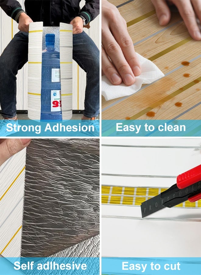 نوايوو ألواح جدارية فاخرة ثلاثية الأبعاد، مقاس 23.6 بوصة × 118 بوصة، ألواح جدارية مقاومة للماء، سهلة اللصق، ورق جدران ذاتي اللصق لتزيين الجدران، مناسب لغرفة المعيشة، غرفة النوم، المكتب، جدار خلفية التلفزيون (J032) - Image 4